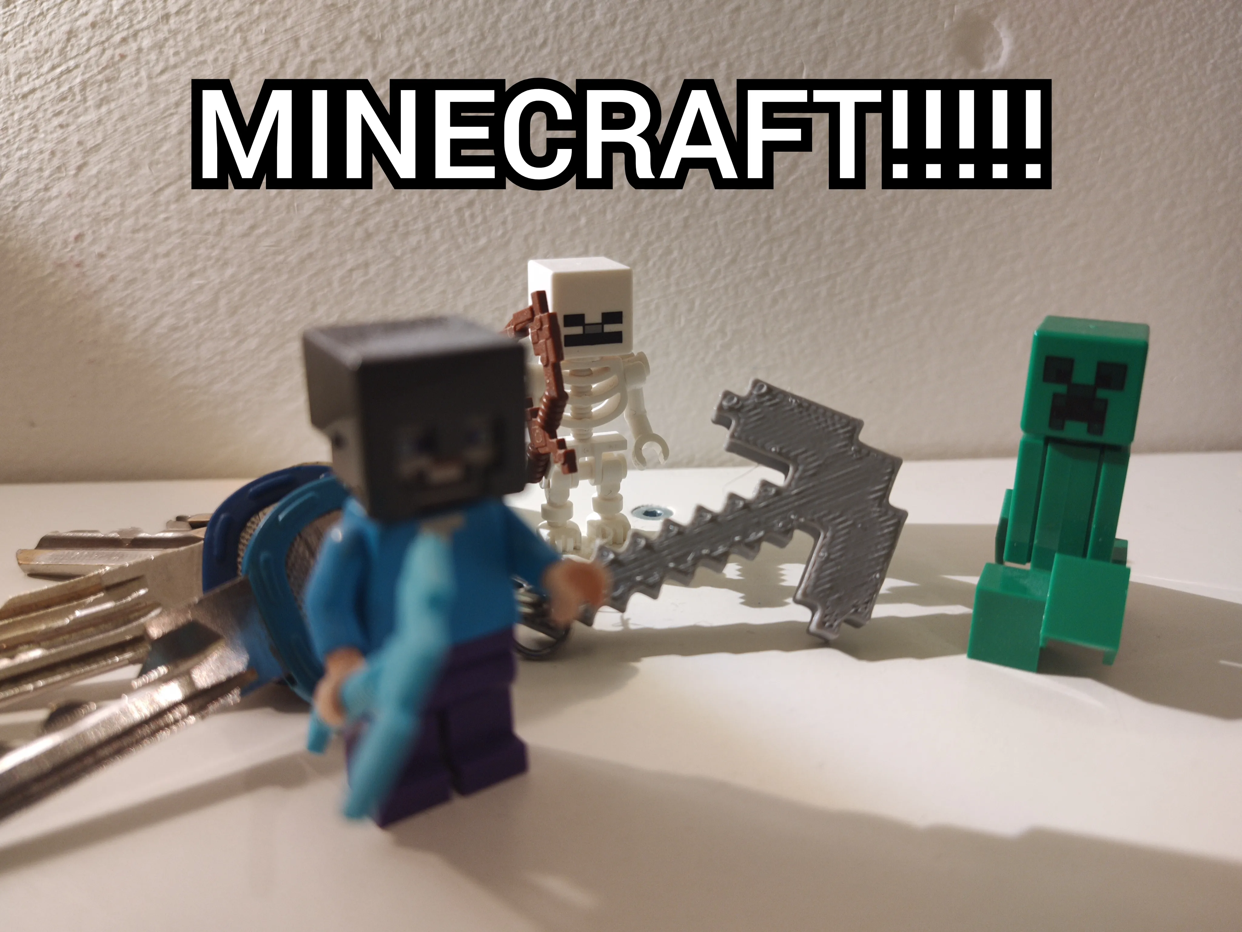 Minecraft pickaxe keychain