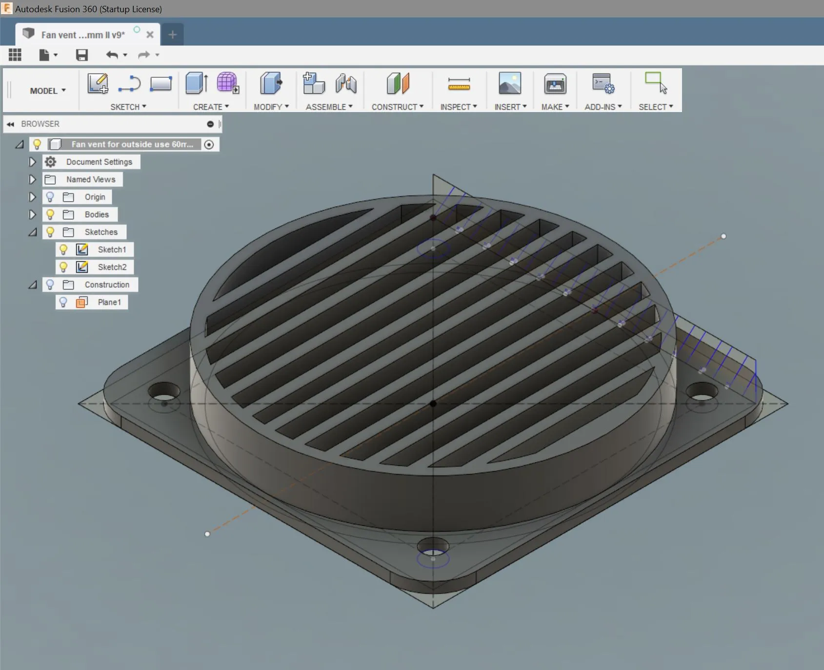 Cabinet vents 60mm Fan and Rectangular vent slanted