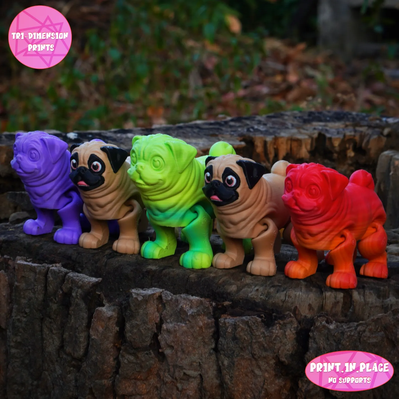 PRINT IN PLACE CUTE FLEXI PUG DOG