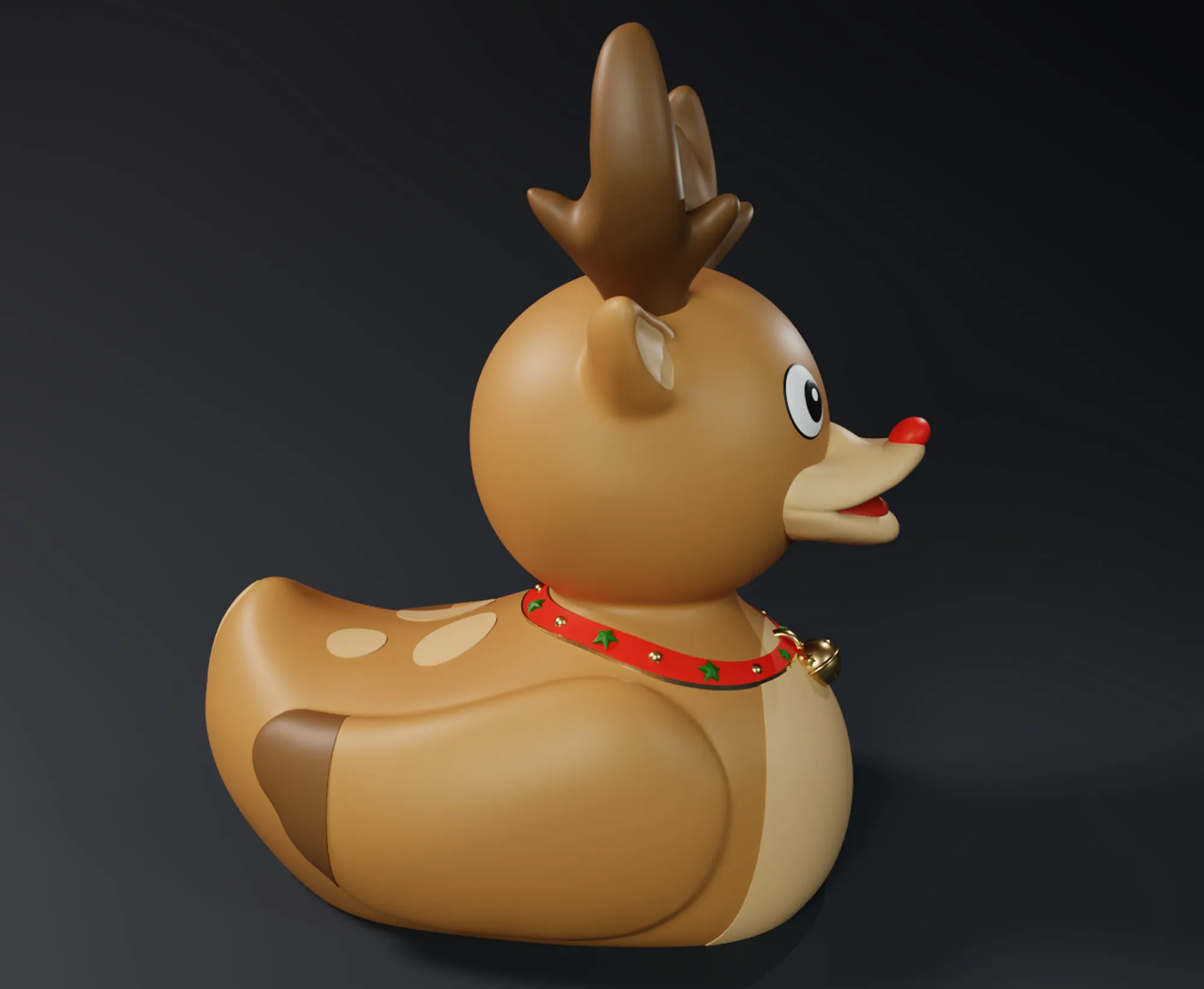 Cute Raindeer Rubber Duck with Christmas Bell