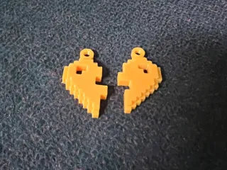 Paired pixel heart keychains