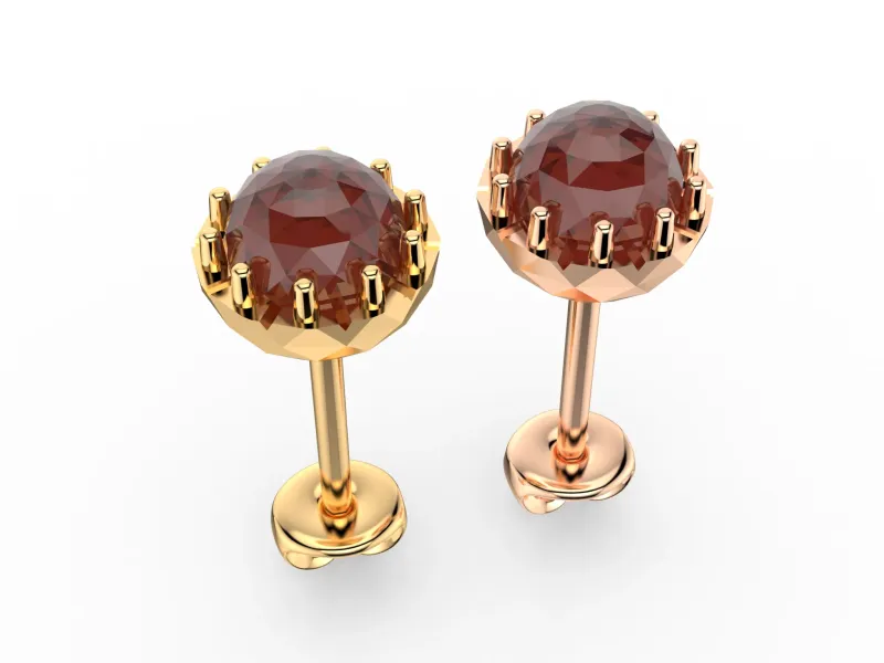 Faceted Rose Cut Stone EarStuds