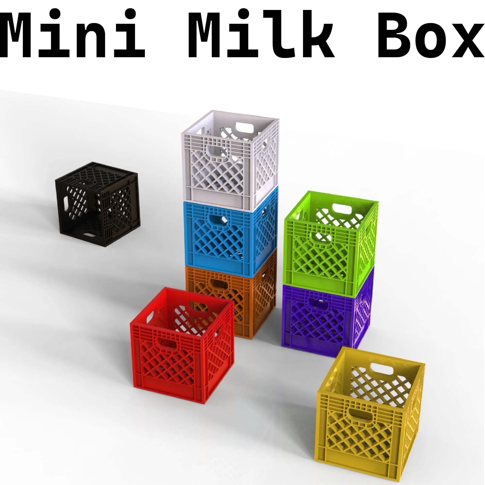 Miniature Milk Crate, Stackable Mini Milk Crate, 3D STL File