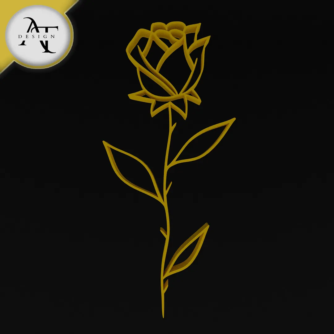Home Decorations & Ornaments STL Descarga - Rose - Line Art - 2D Wall ...