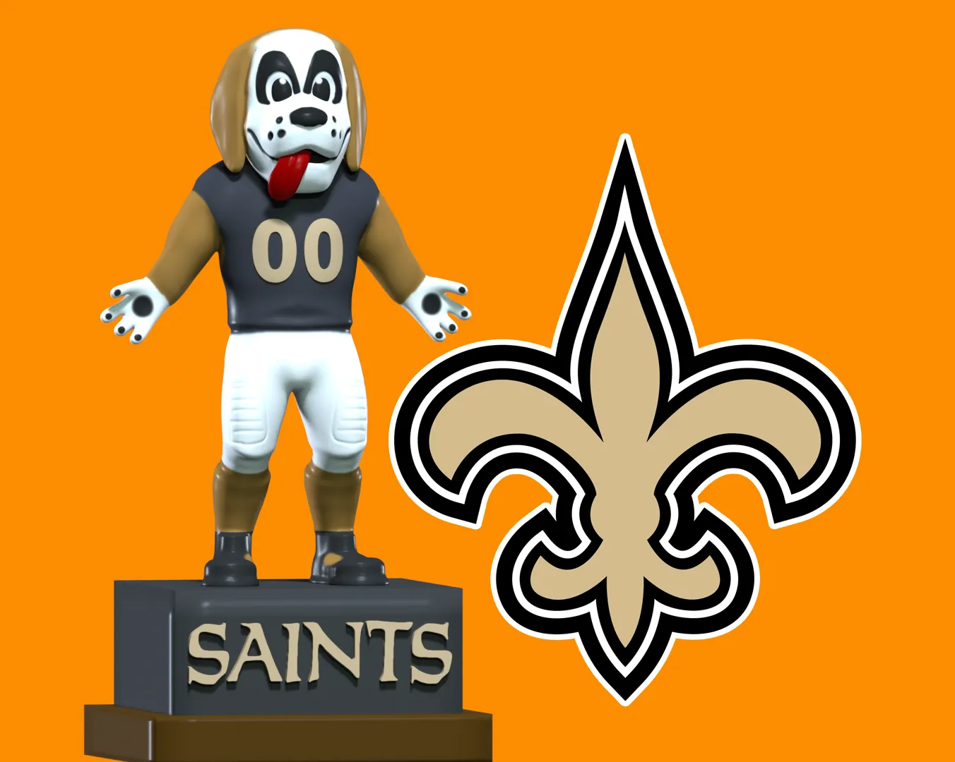 NFL - New Orleans Saints Mascot Gumbo Statue - 3d print