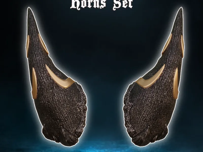 Fantasy Drake Fangs Gold Crafted Horns Set Baldurs Gate 3