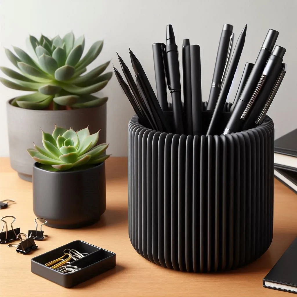 Modern Design Ribbed Pencil Holder, Pencil Cup