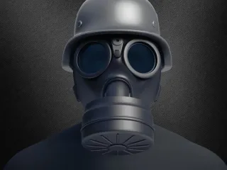 German WWII M35 Helmet & M38 Gas Mask - Replica Model
