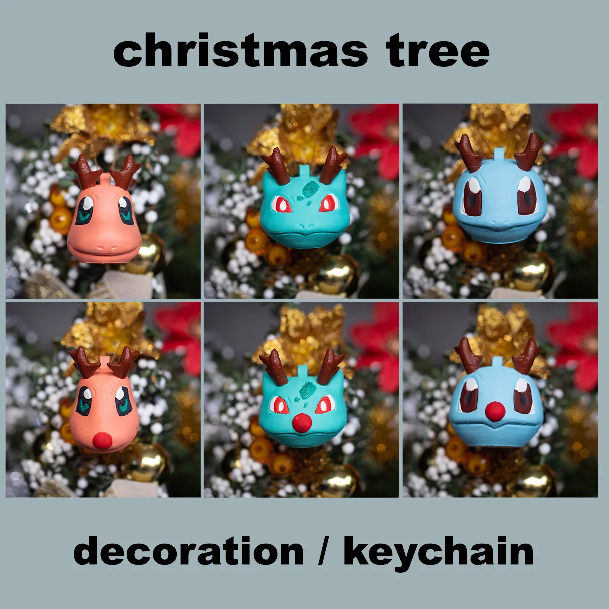Pokemon Kanto Starters Christmas Tree Decor/Keychain