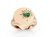 Sun rays Diamond Signet Ring-0
