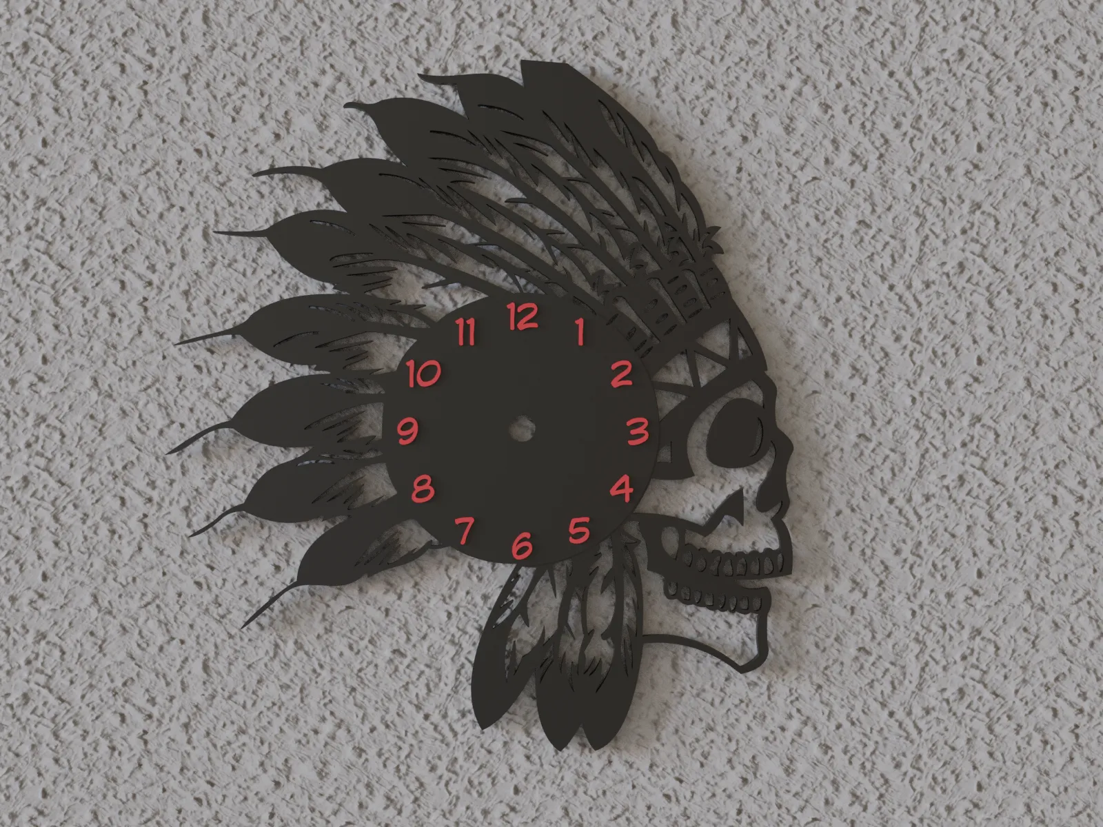 apachen-Totenkopf Vinyl-Wanduhr