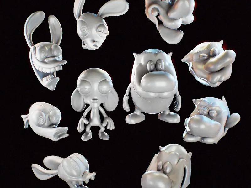 Ren and Stimpy - Modular interchangeable heads variants