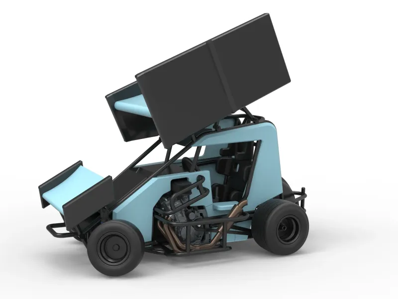 Winged 600 Micro sprint car while turning Scale 1:25