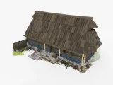 Slavic Medieval Tailor House with Interior Low Poly Style-2
