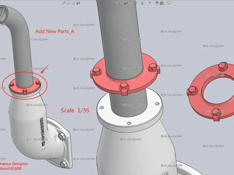 King Tiger tank exhaust pipe fastening flange.(STL-35)