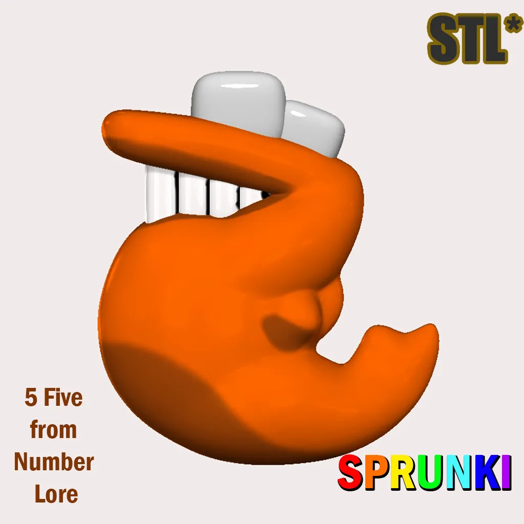 Fiver from Number Alphabet Lore STL 3D Character