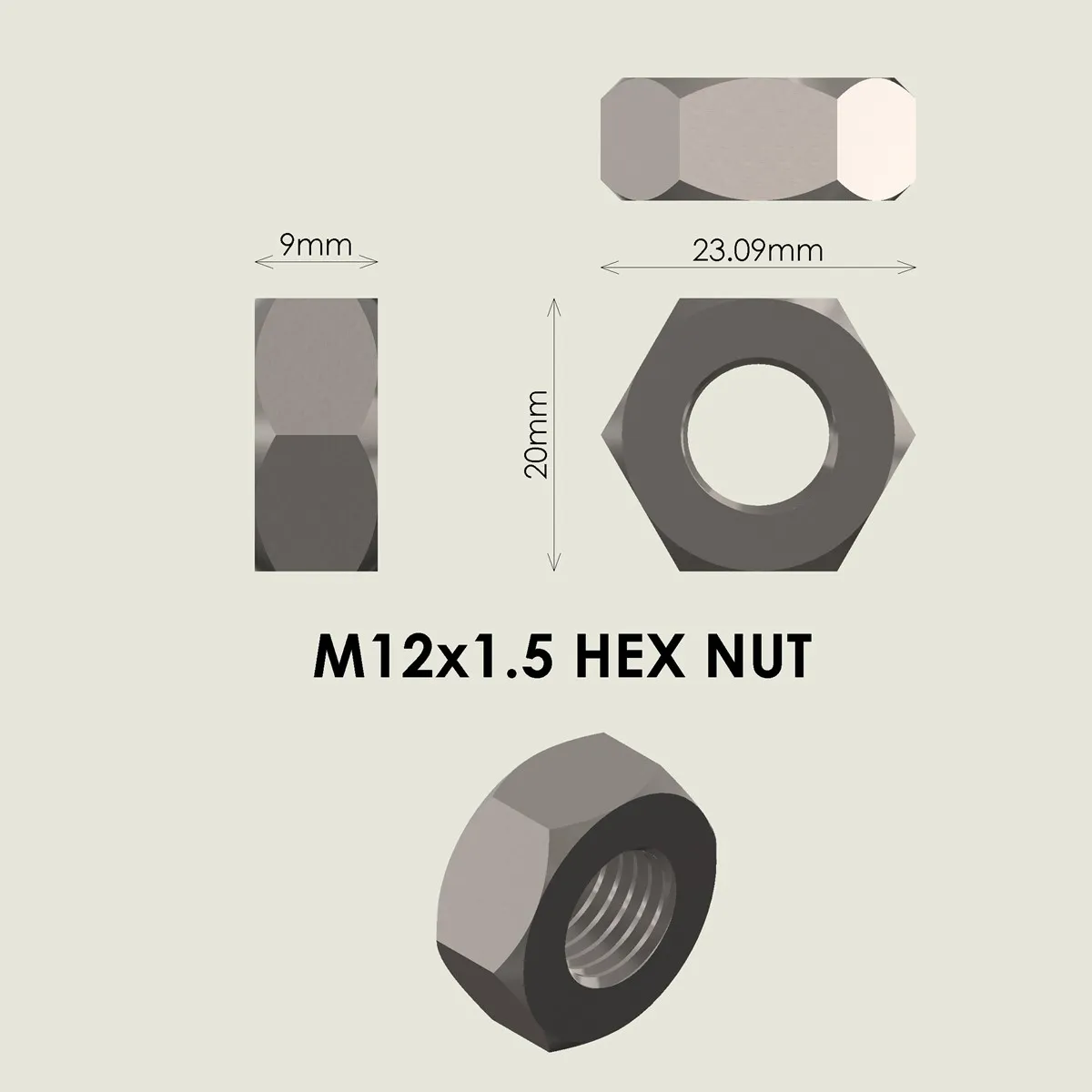 Tools spare parts stl download m12x1 5 bolt and nutby furqan03