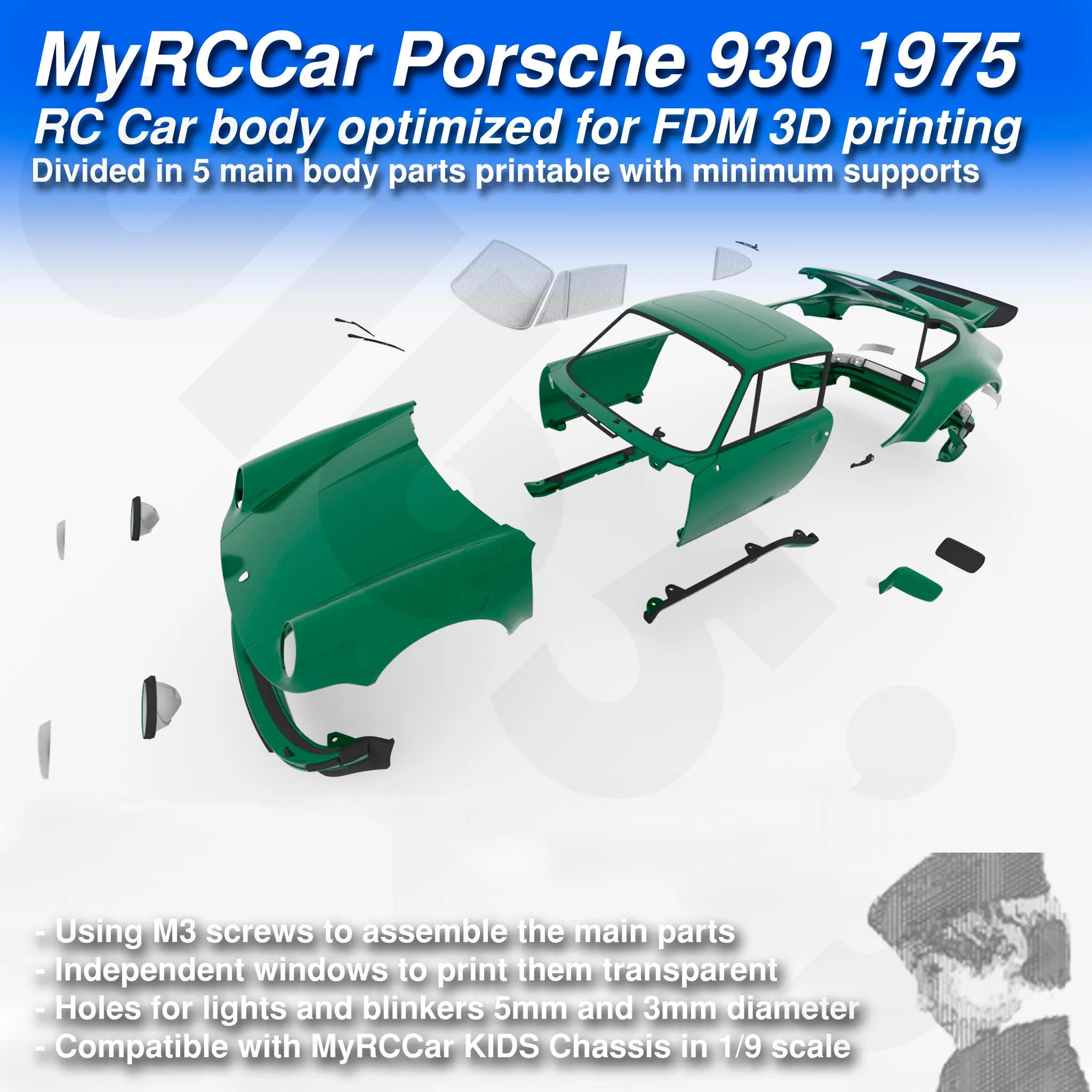 MyRCCar Porsche 911 Turbo 930 1975 RC Car Body