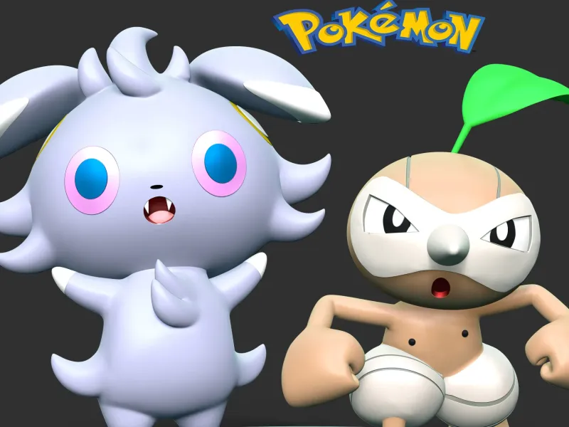 Espurr  And Nuzleaf - Pokemon