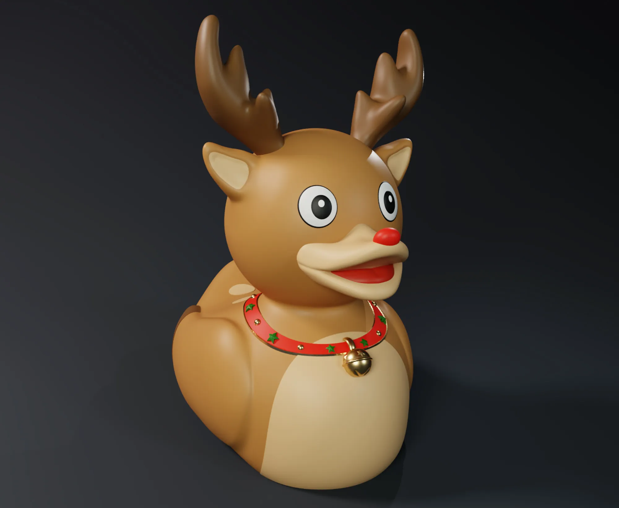 Cute Raindeer Rubber Duck with Christmas Bell