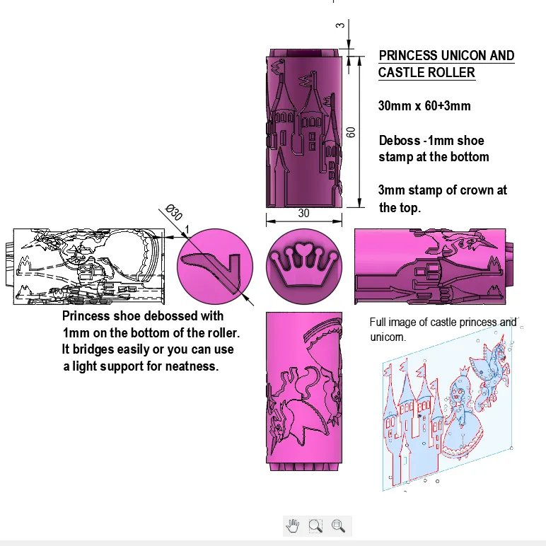 PRINCESS UNICORN AND CASTLE TEXTURE ROLLER