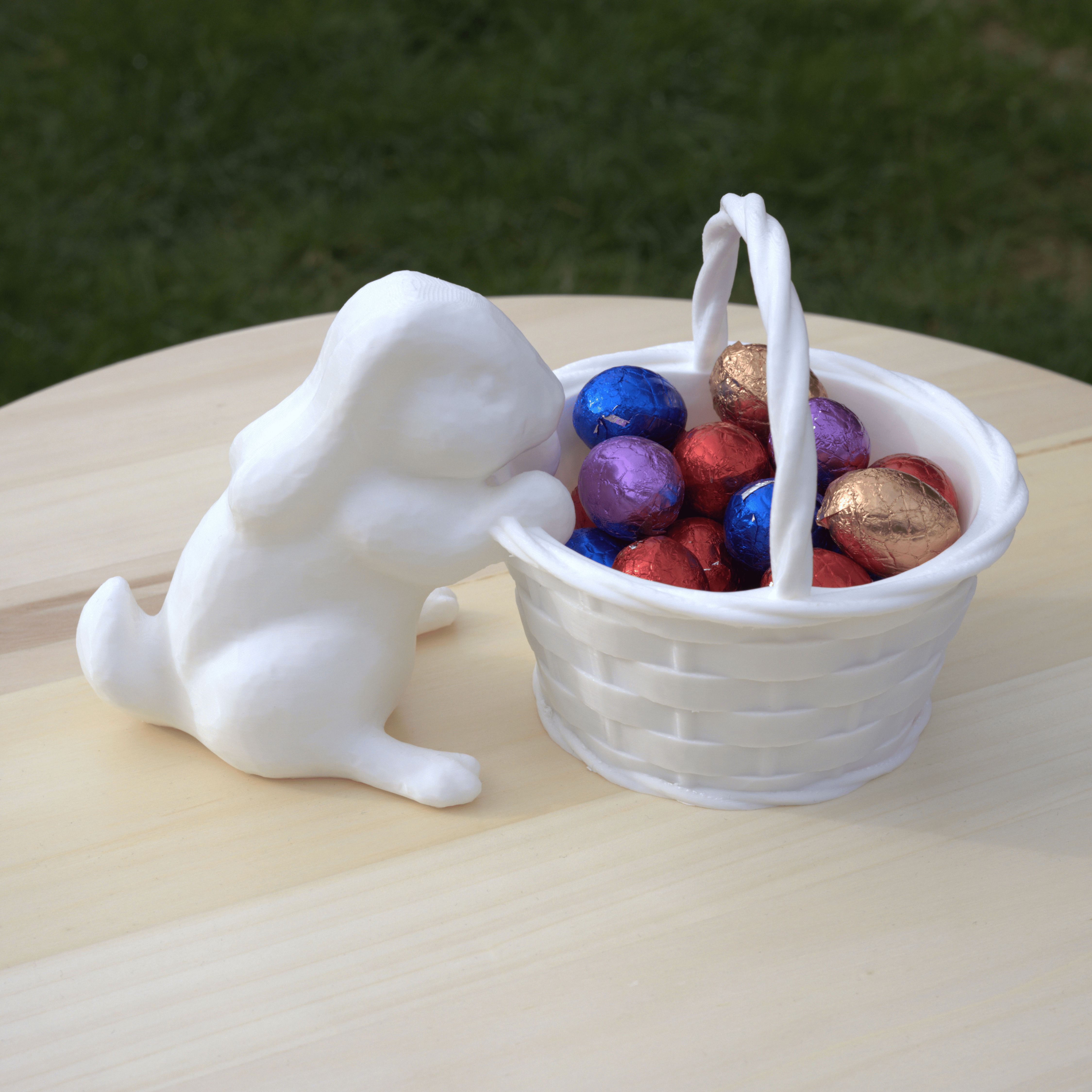 BEAUTIFUL EASTER BUNNY WITH CUTE BASKET FOR EGGS