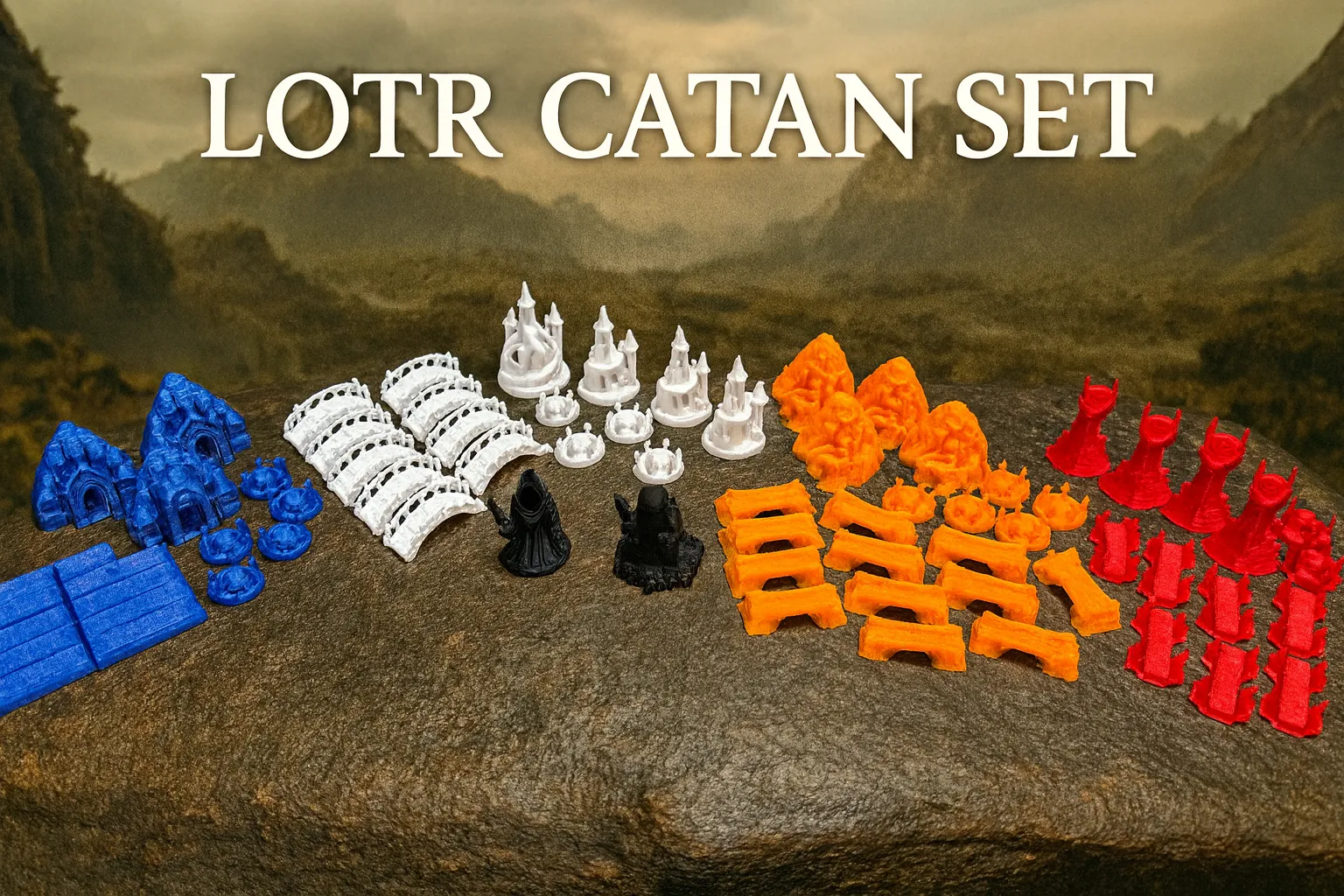 Lord of the Rings Themed Catan Set – Full Custom Piece Colle-0