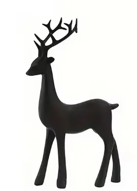 Modern Black Reindeer, Statue Matte Black Deer - 3D print
