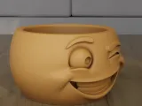 Funny Winking Emoji Planter Pot STL 3D Print Model-3