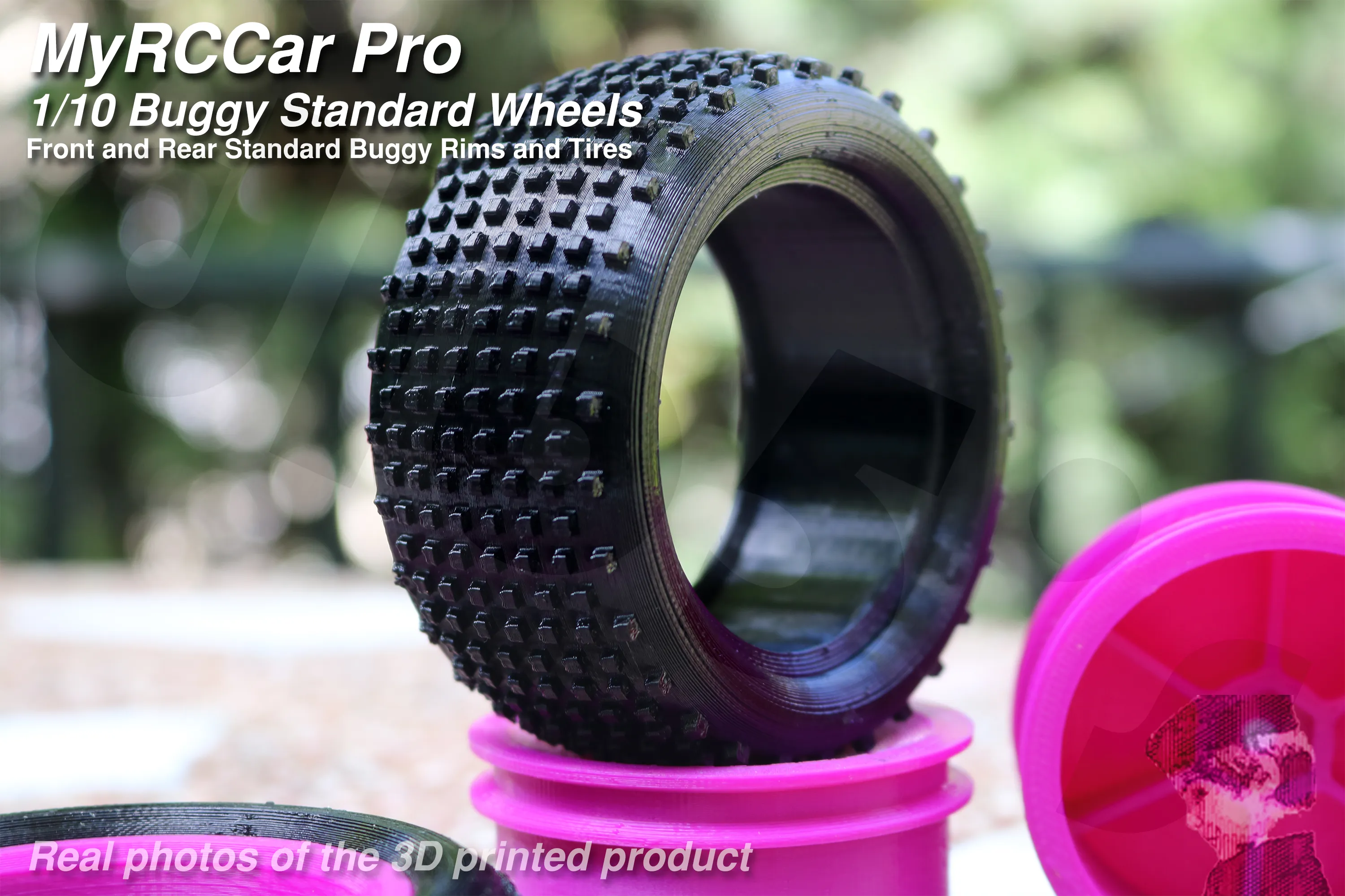 MyRCCar Buggy Wheels 1/10 RC Car Rims and Tires for RC Buggy