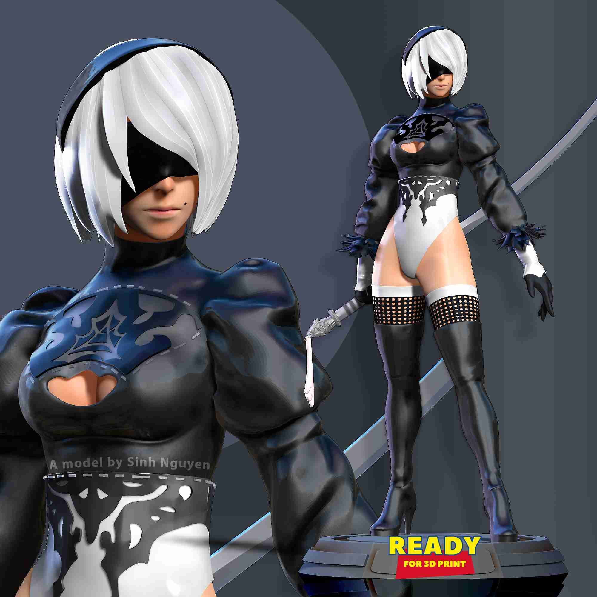 2b - Nier Automata 3D model 3D printable