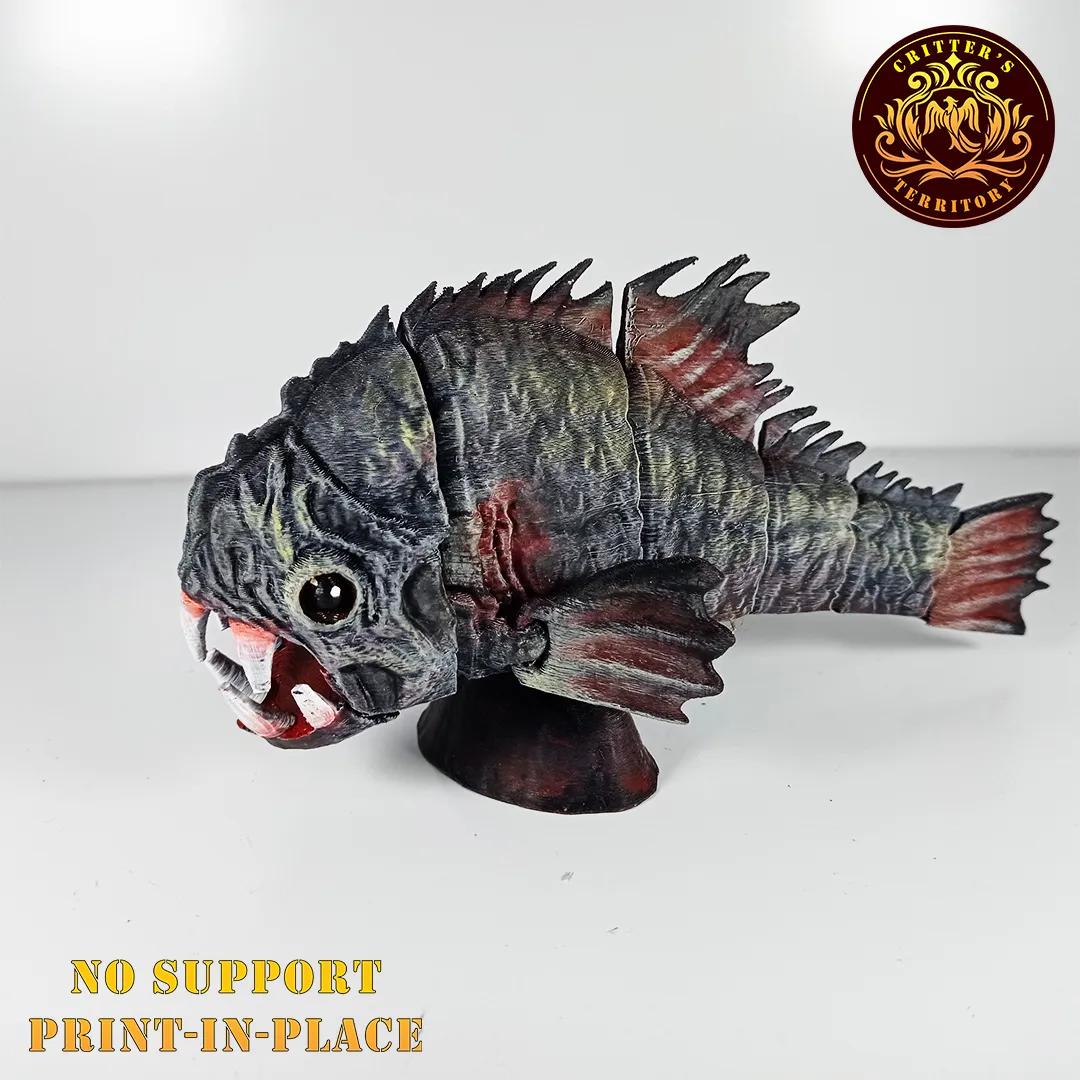 Articulated Print-In-Place Monster Piranha