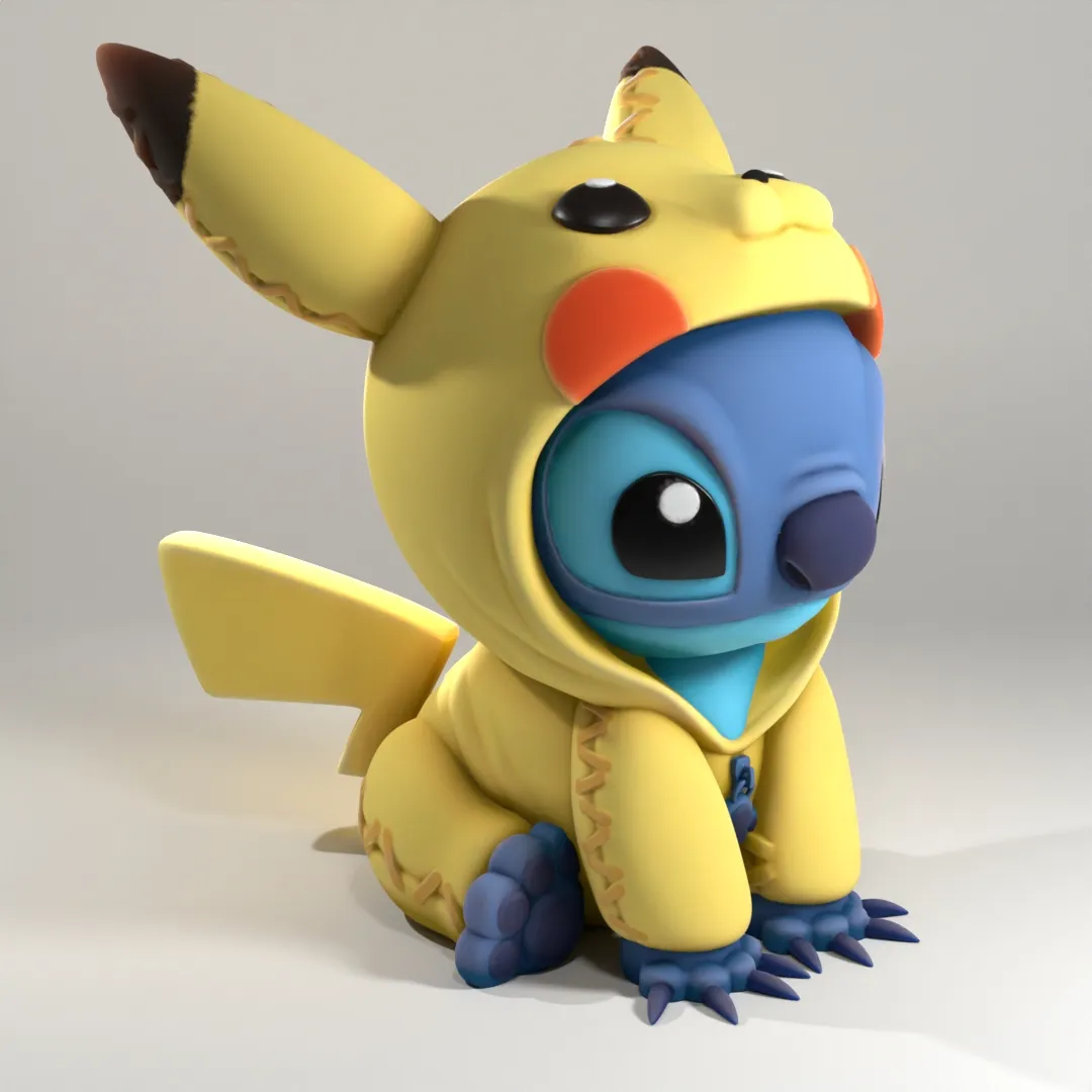 stitch with pikachu pajamas