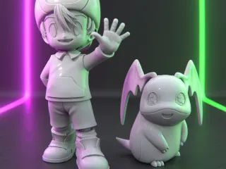 TK & Patamon - Digimon Fan Art 3D Printable Statue