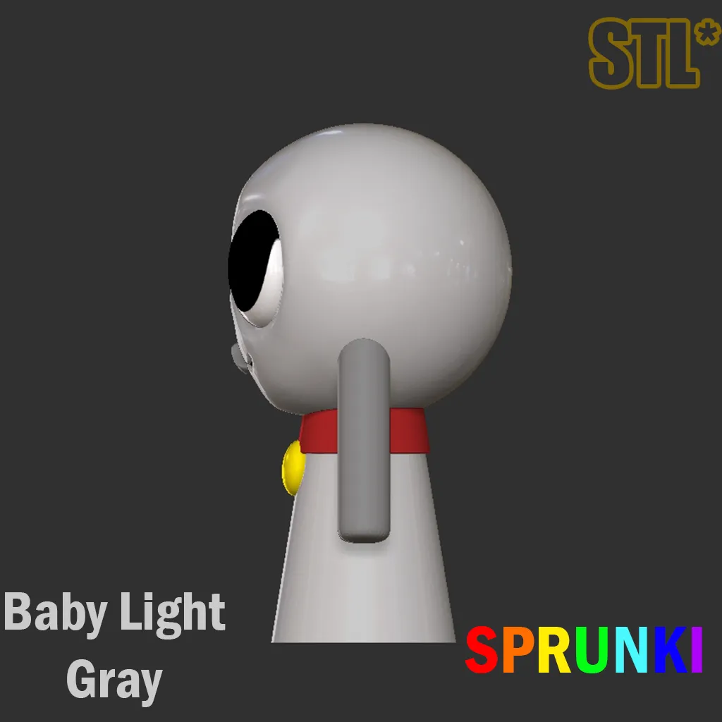 Sprunki Incredibox Baby Light gray STL 3D Character Fanart