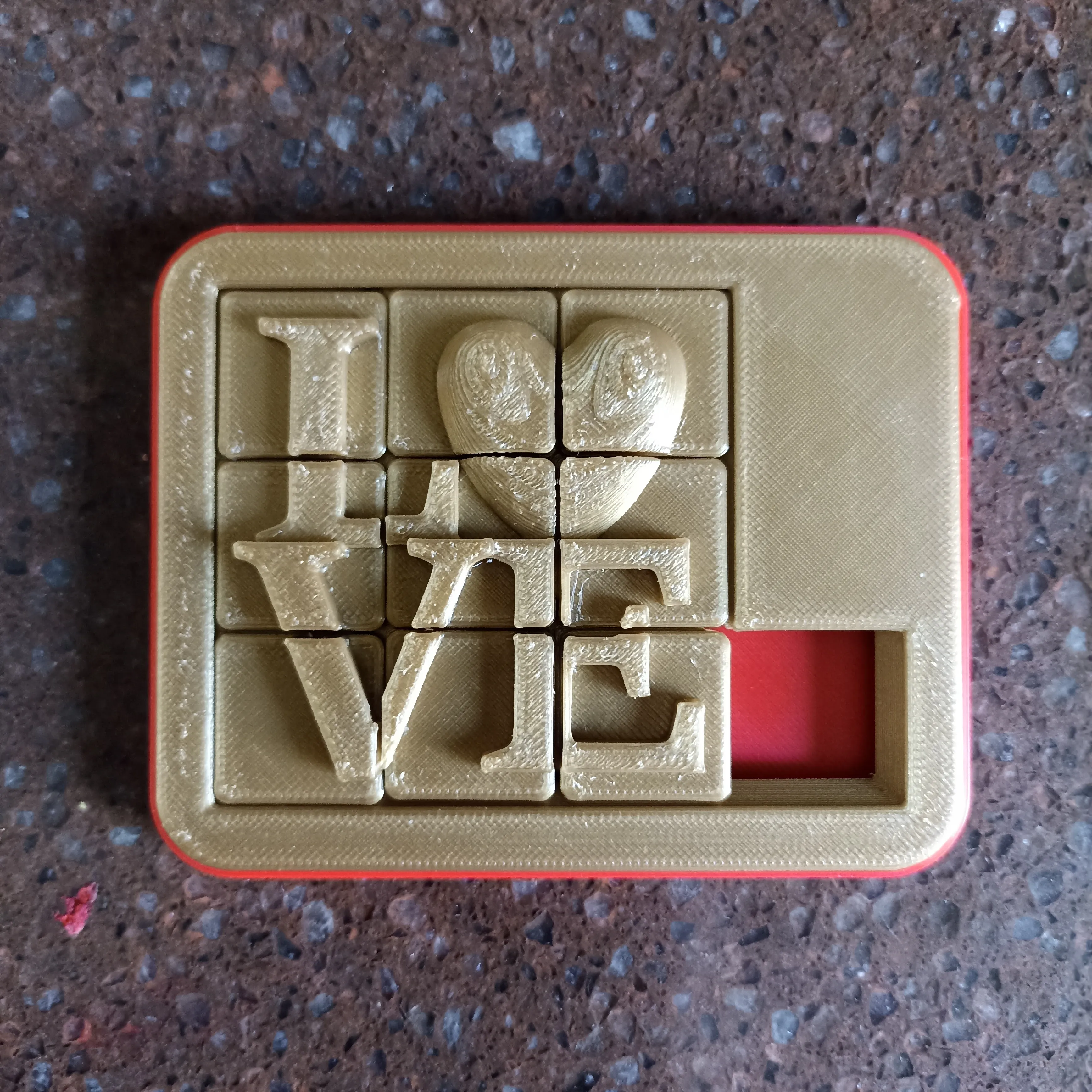 print in place love puzzle 9 sliding pieces fidget toy