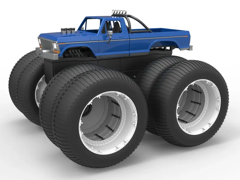 Vintage Monster Truck with double wheels Scale 1:25