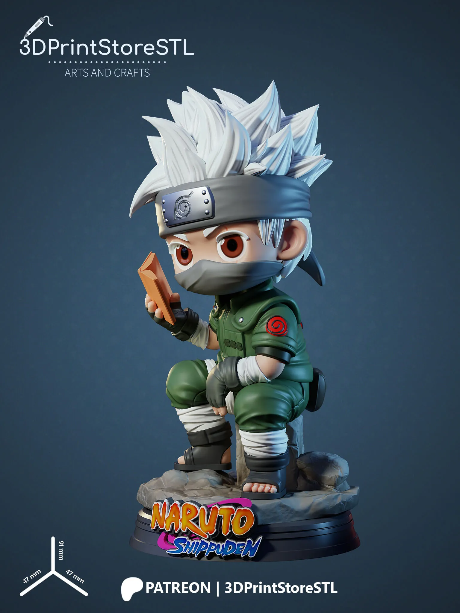 Characters \u0026 Creatures STL Download - Kakashi Chibi - Anime Fan - STL Files  - 3D Print Modelby 3DPrintStoreSTL, image size:1536x2048