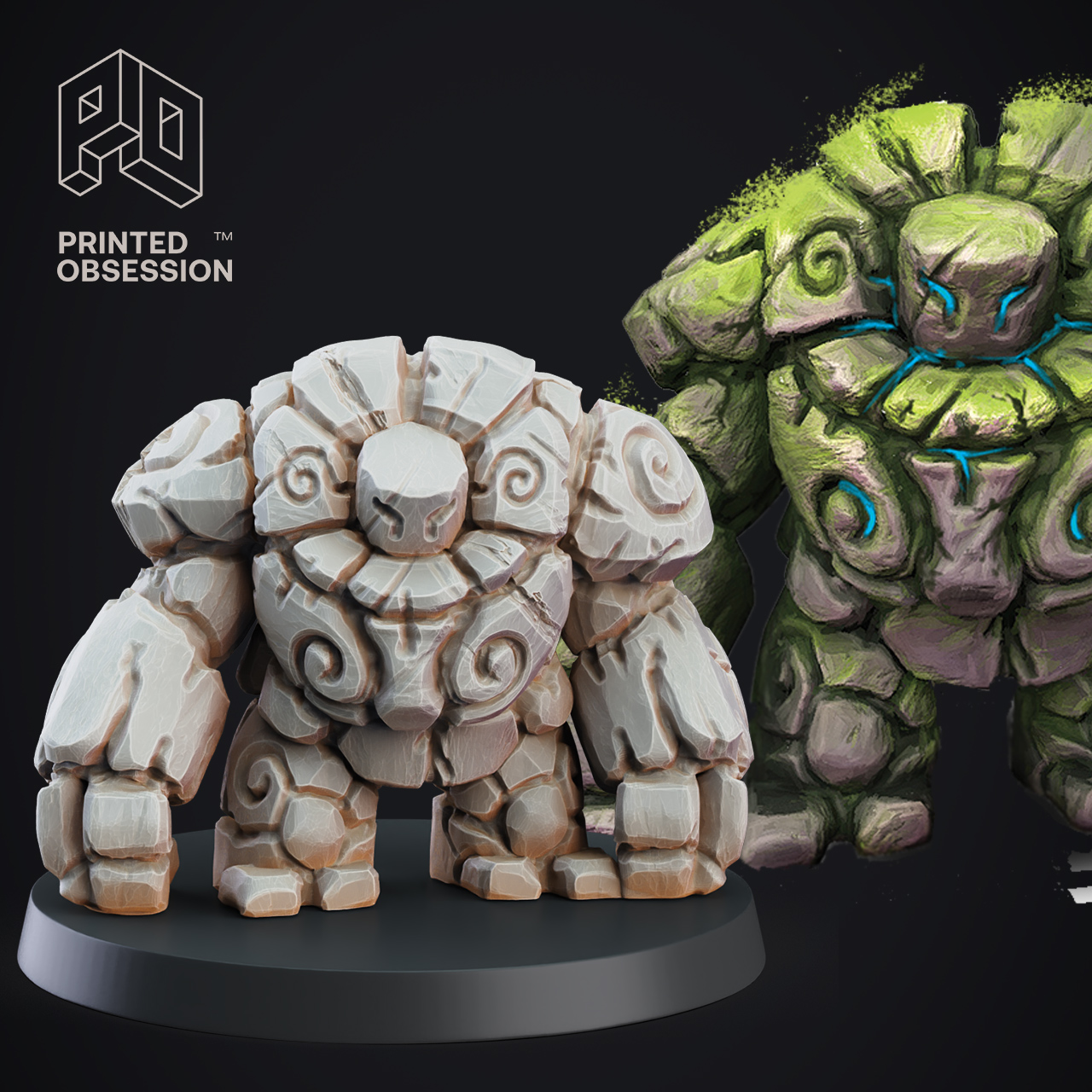 Stone Golem - Construct - PRESUPPORTED - D&D 32mm