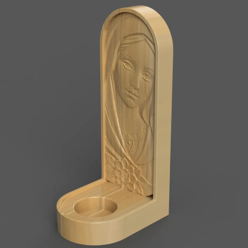 St Mary Candle Holder 3D Sacred Sculpture for Decor