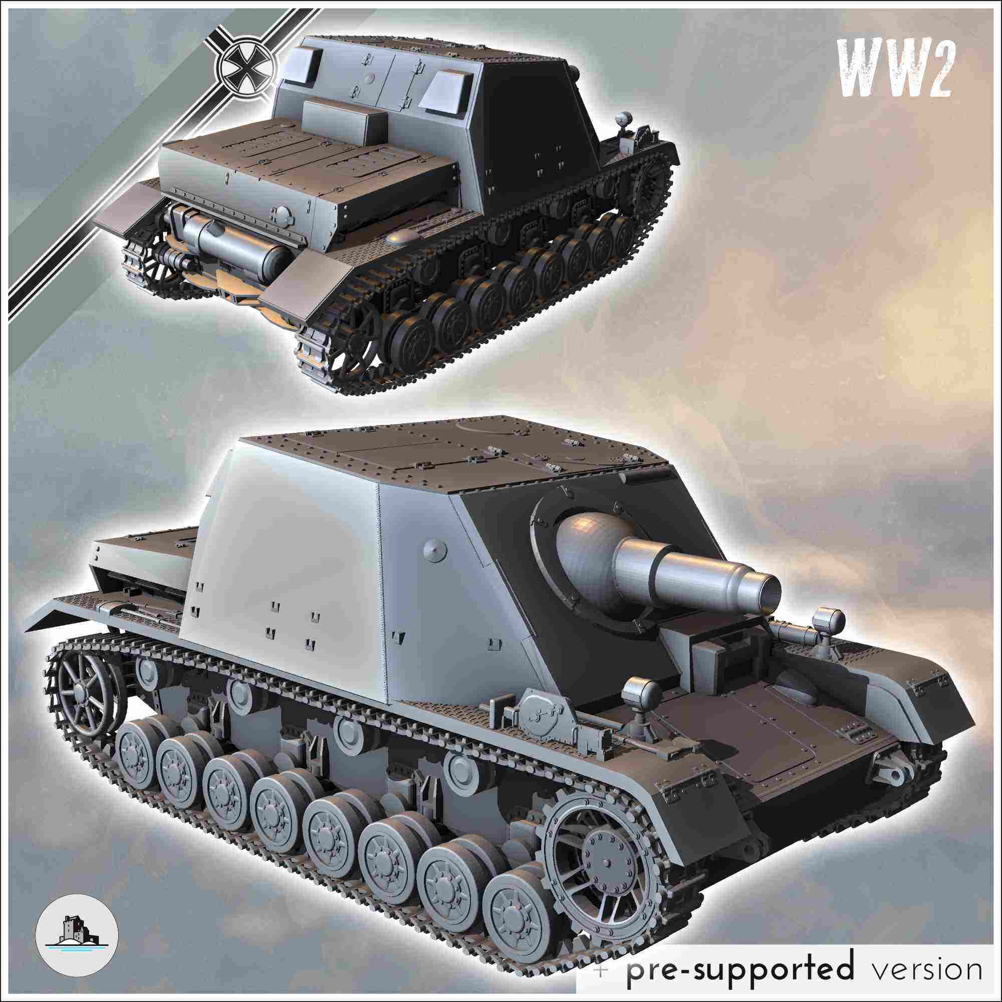 Sturmpanzer IV Stupa Brummbär infantry support gun - miniatu | 3D