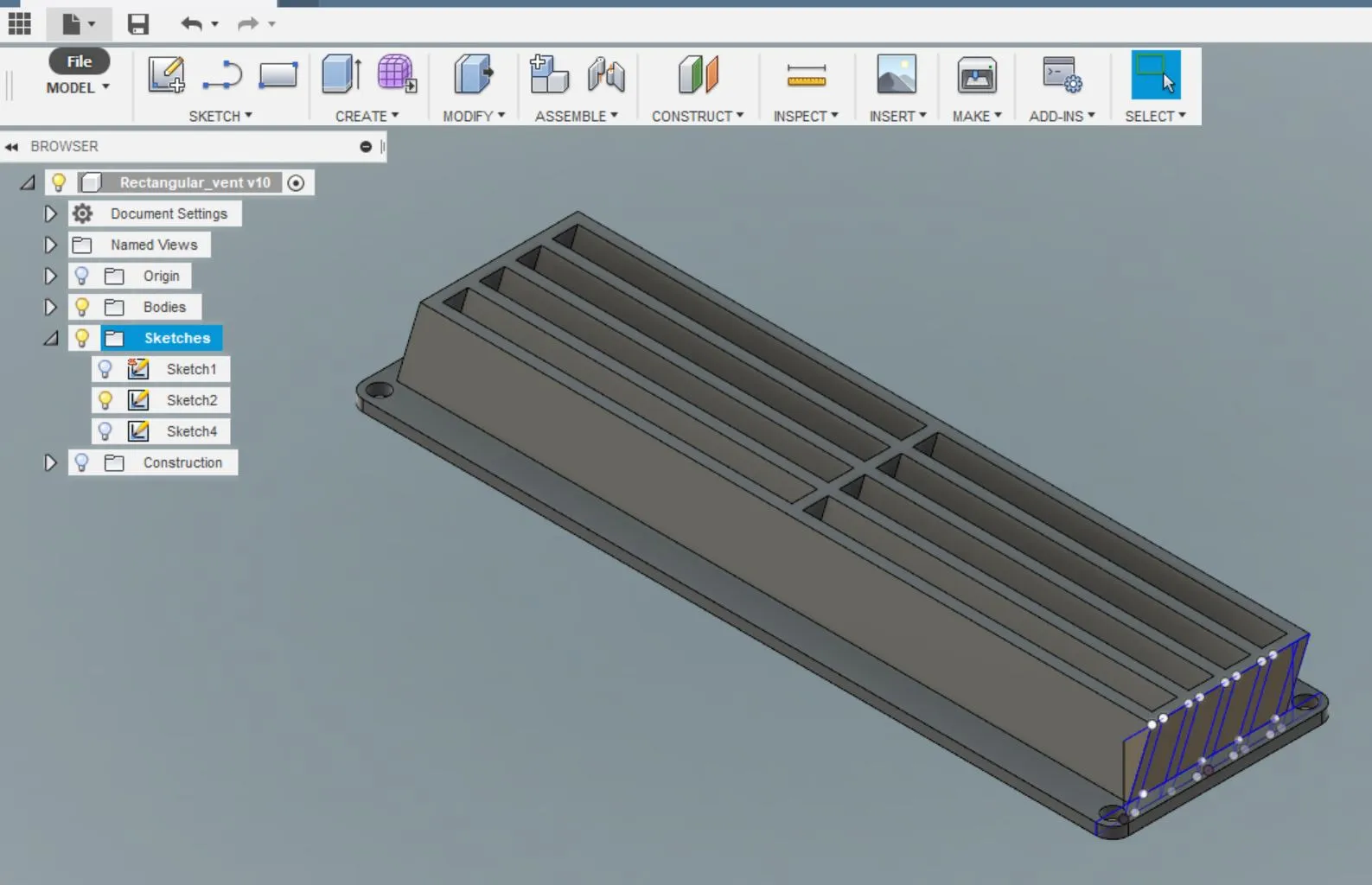 Cabinet vents 60mm Fan and Rectangular vent slanted