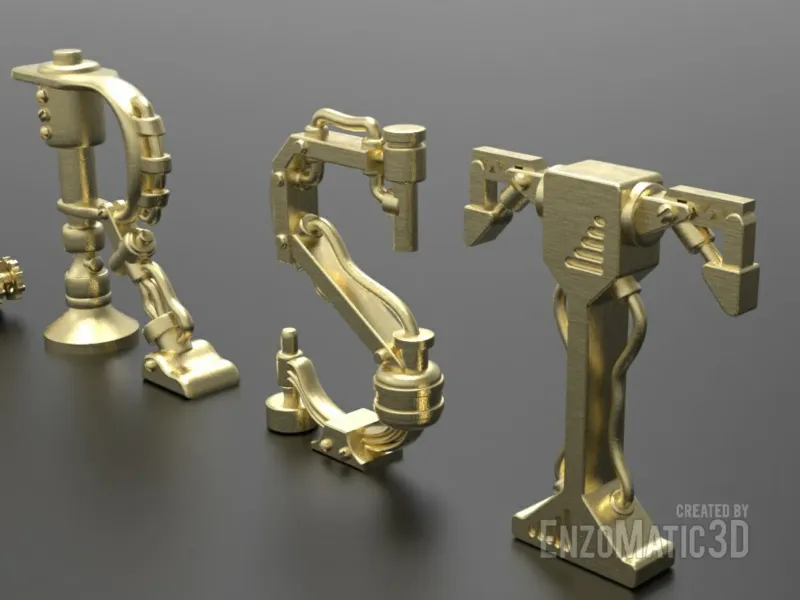 alphabet steampunk letters stl for 3d printing
