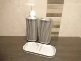 Ribbed Toothbrush Cup and Soap Dispenser with Stand-5