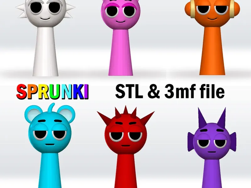 Sprunki Oren, Pinki, Red, Sky, Purple Wenda STL file, 3mf