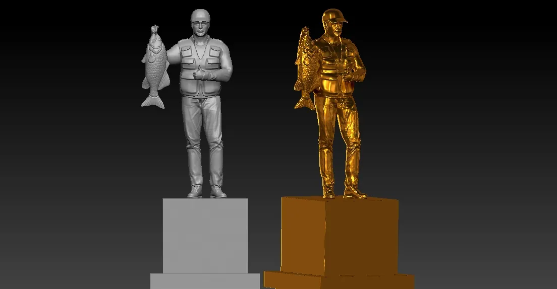Trophy fishing statue destop - 3d Print