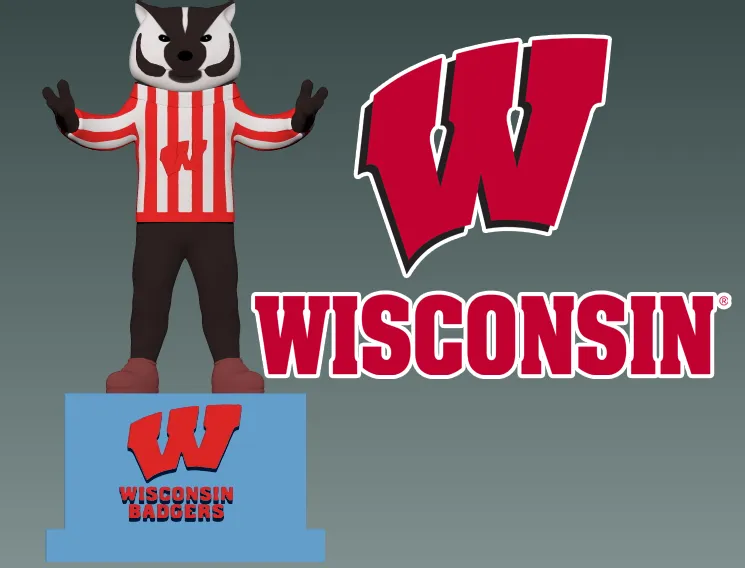 NCAA - WISCONSIN BADGERS FOOTBALL MASCOT STATUE - 3D PRINT