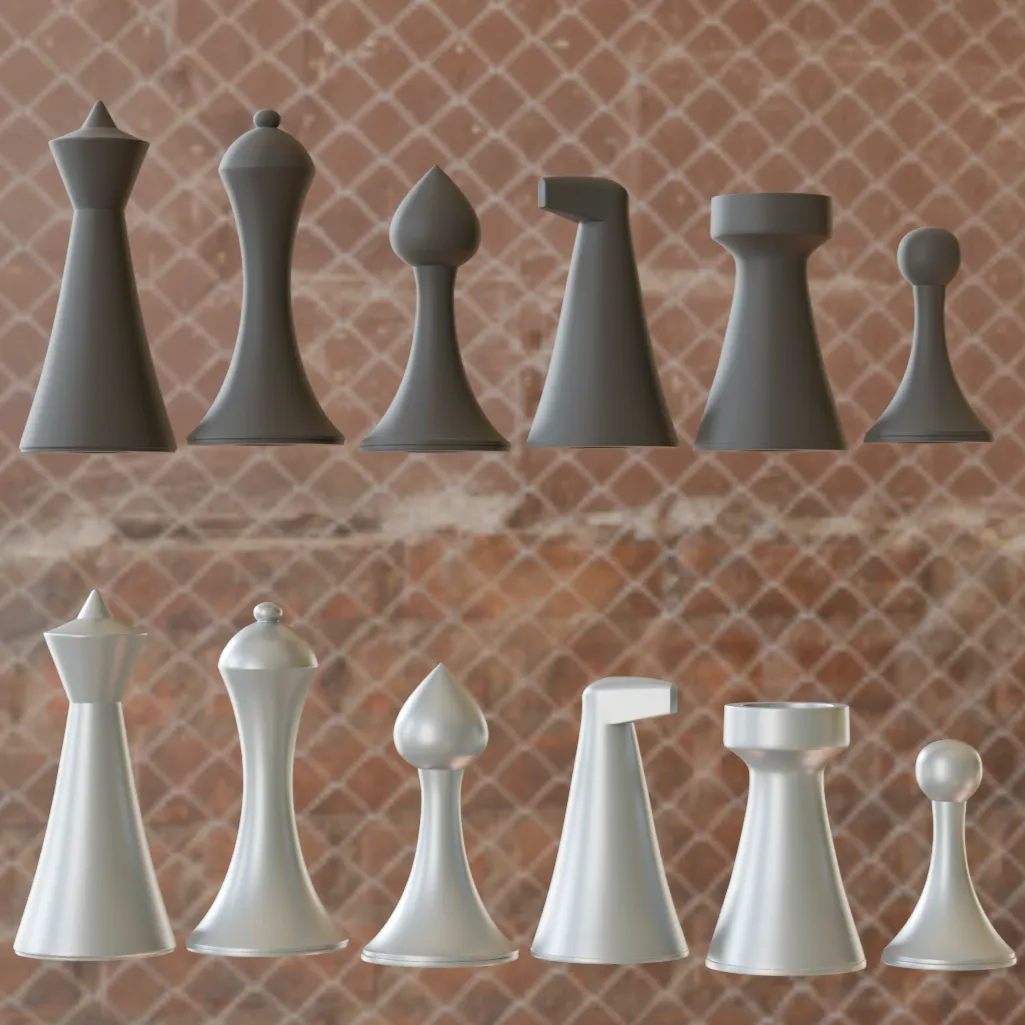 Modern Chess Set 3MFL – Sleek Minimal Pieces for 3D Printing-1