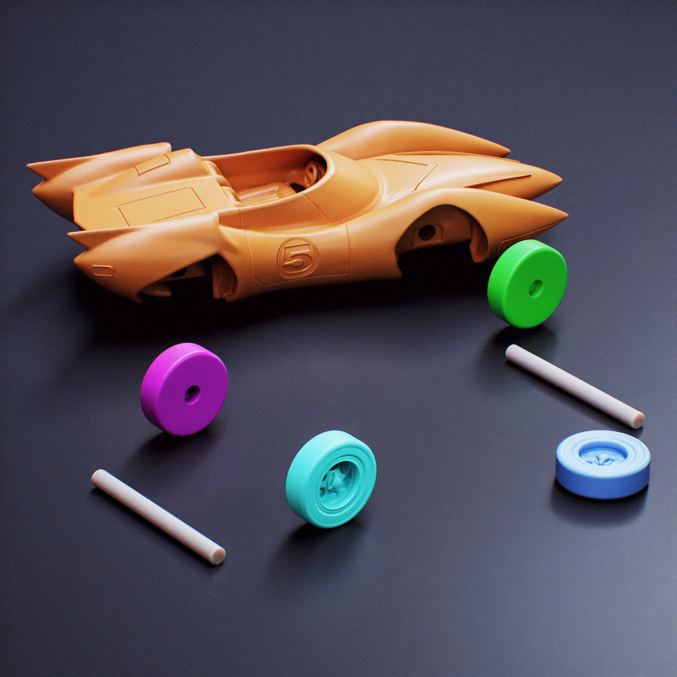 Mach 5 - Speed Racer Car - Print by parts