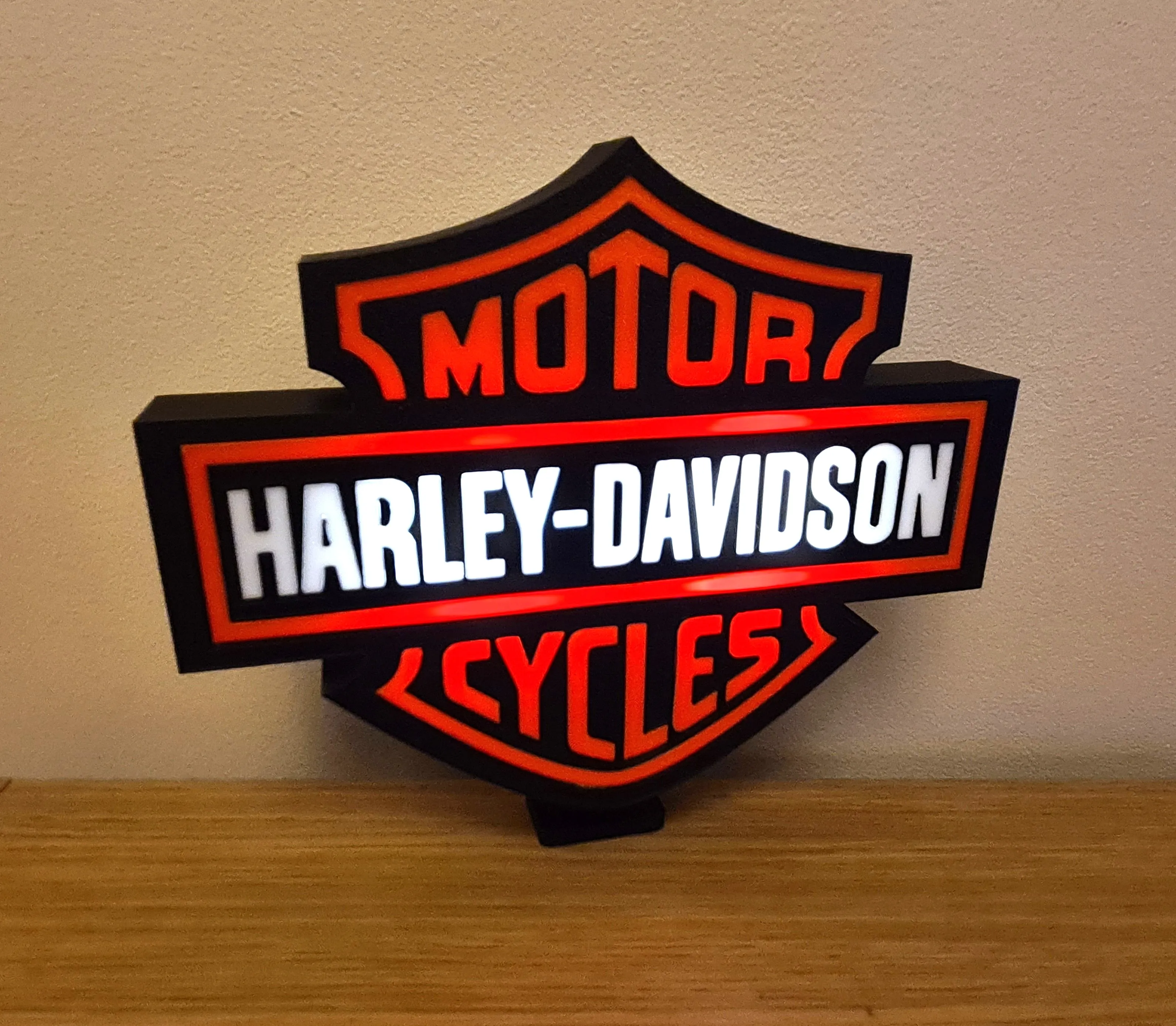 Harley Davidson Motorcycles Lightbox Wall Mounted Desk Stand